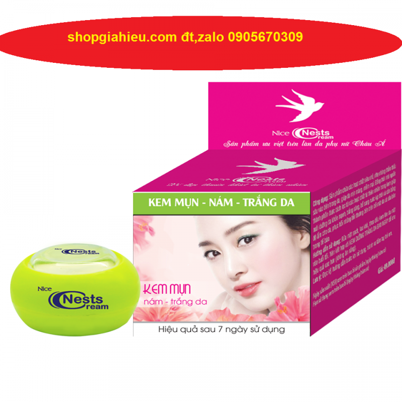 nice nests cream kem mụn nám trắng da 8g hiệu quả sau 7 ngày sử dụng MỸ PHẨM HẢI DƯƠNG nice nests cream kem mụn nám trắng da 8g hiệu quả sau 7 ngày sử dụng MỸ PHẨM HẢI DƯƠNG