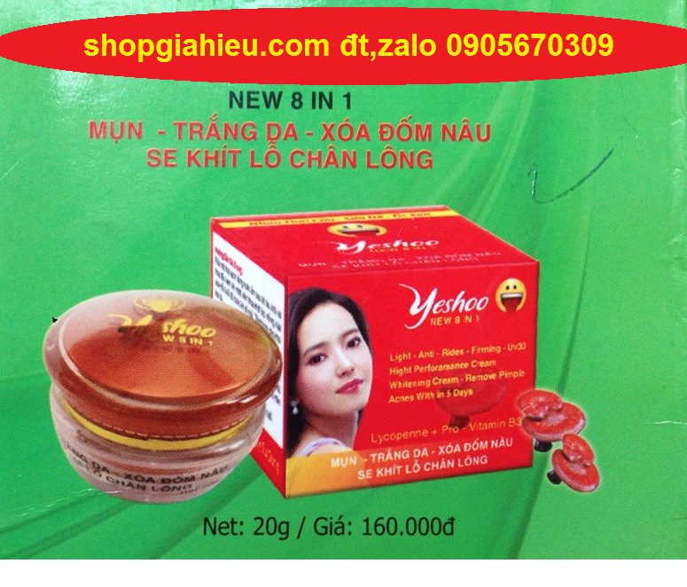 yeshoo kem mụn trắng da xóa đốm nâu se khít lỗ chân lông new 8 in1 (20g) yeshoo kem mụn trắng da xóa đốm nâu se khít lỗ chân lông new 8 in1 (20g)