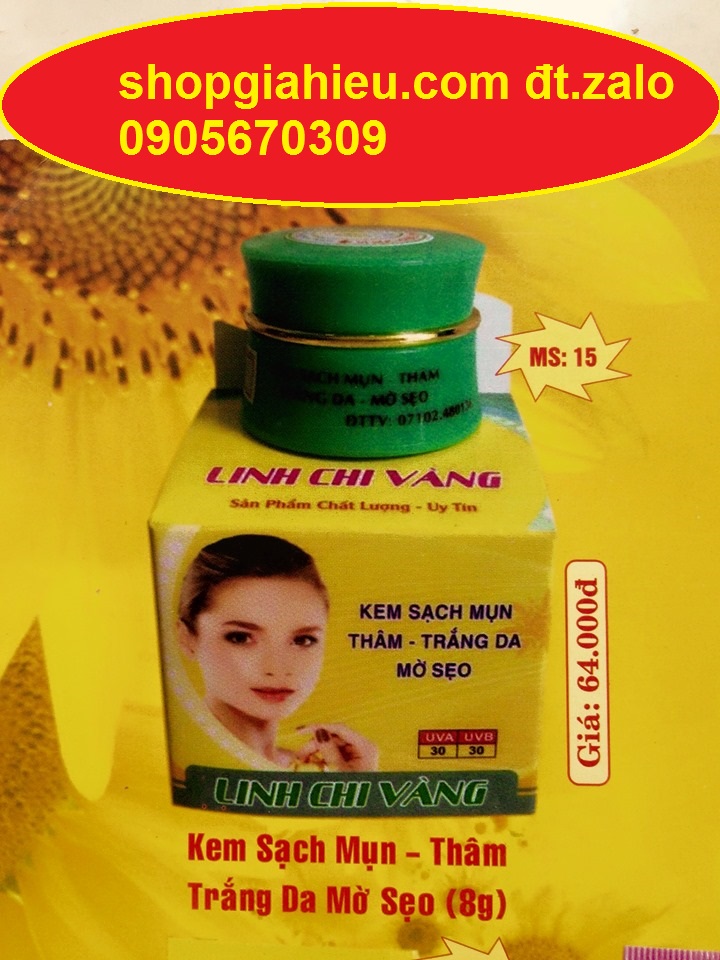 linh chi vàng kem sạch mụn thâm trắng da mờ sẹo 8g linh chi vàng kem sạch mụn thâm trắng da mờ sẹo 8g