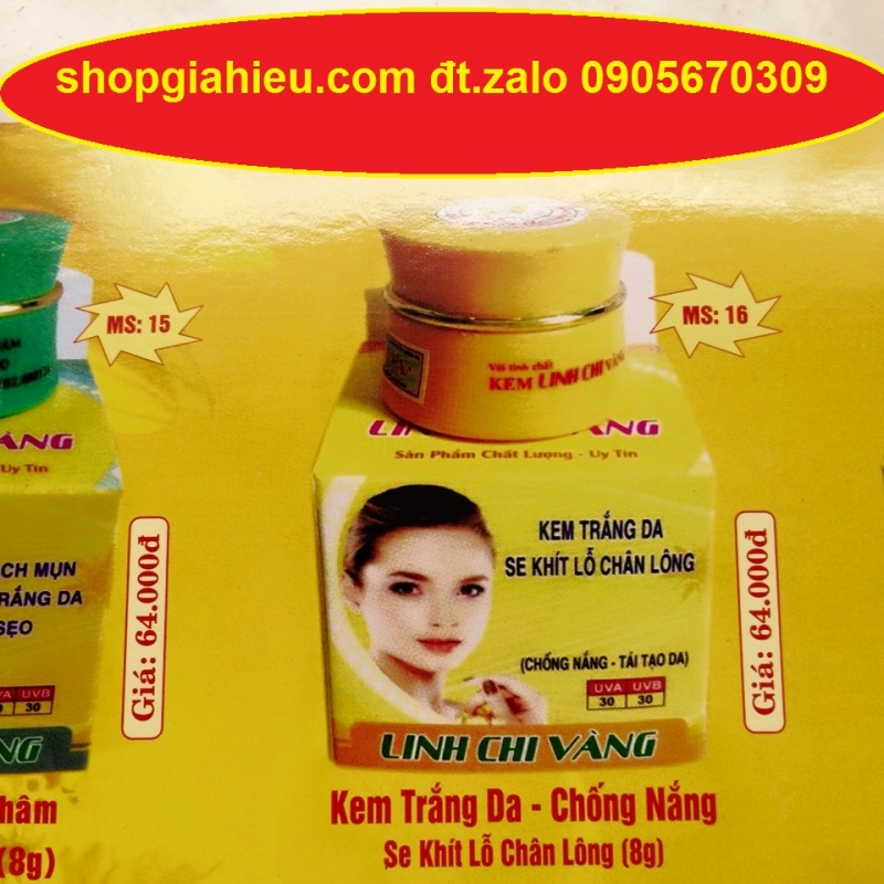 linh chi vàng kem trắng da chống nắng se khít lỗ chân lông 8g linh chi vàng kem trắng da chống nắng se khít lỗ chân lông 8g