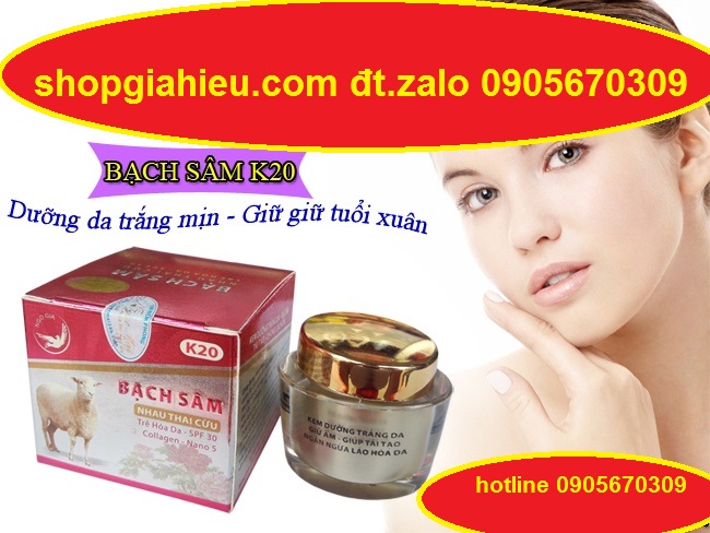 Bạch sâm nhau thai cừu nguồn gốc thiên nhiên trẻ hóa da collagen nano 5 Kem dưỡng trắng da - Giữ ẩm - Tái tạo - Chống lão hóa K20 22g công ty ngô gia Bạch sâm nhau thai cừu nguồn gốc thiên nhiên trẻ hóa da collagen nano 5 Kem dưỡng trắng da - Giữ ẩm - Tái tạo - Chống lão hóa K20 22g công ty ngô gia
