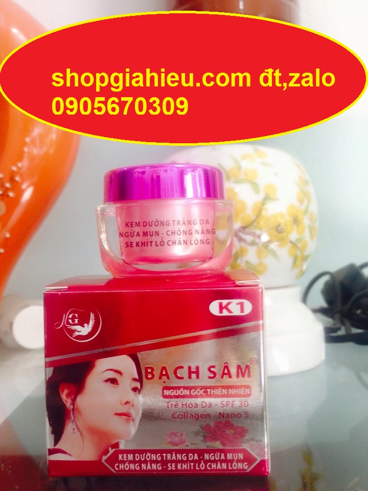 Bạch Sâm nhau thai cừu nguồn gốc thiên nhiên trẻ hóa da collagen nano 5 Kem dưỡng trắng da - Ngừa mụn - Chống nắng - Se khít lỗ chân lông Bạch Sâm K1 18g công ty ngô gia Bạch Sâm nhau thai cừu nguồn gốc thiên nhiên trẻ hóa da collagen nano 5 Kem dưỡng trắng da - Ngừa mụn - Chống nắng - Se khít lỗ chân lông Bạch Sâm K1 18g công ty ngô gia