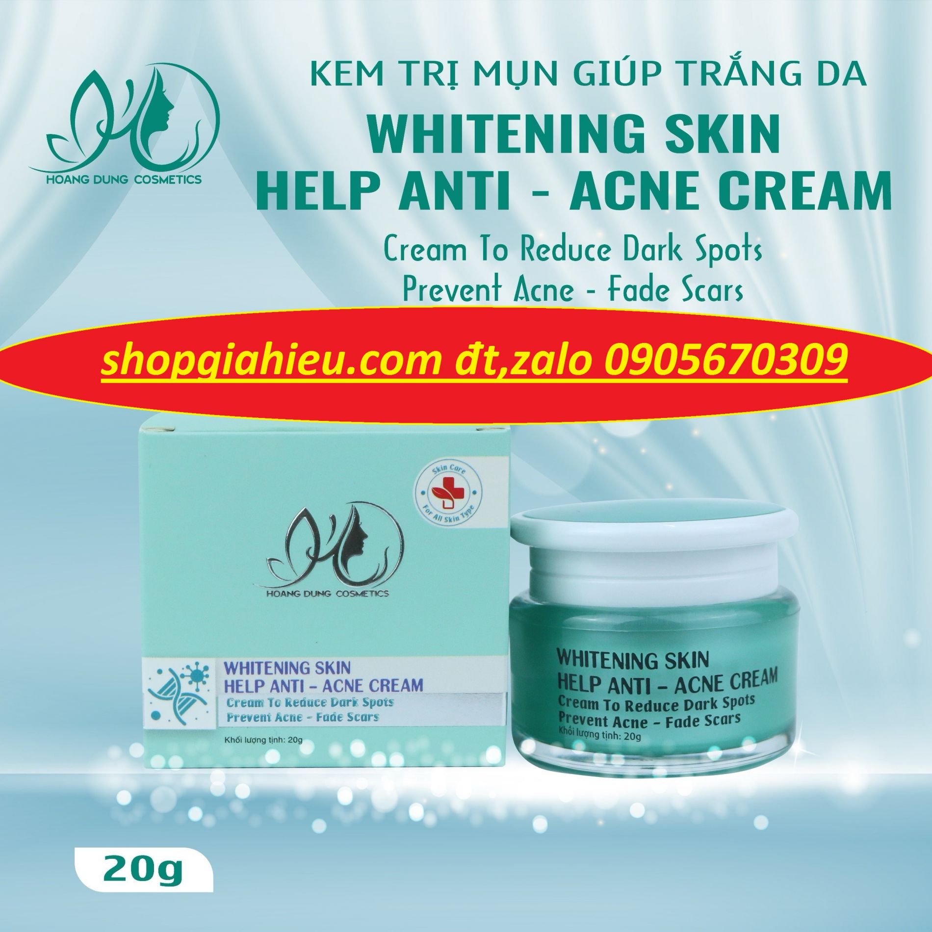 HD kem trị mụn giúp trắng da 20g công ty hoàng dũng HD kem trị mụn giúp trắng da 20g công ty hoàng dũng